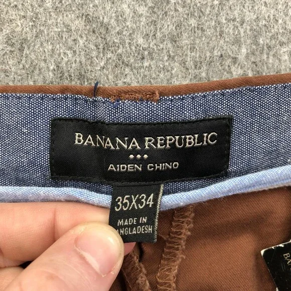 Banana Republic Pants Mens 35x34 Brown Aiden Chino Straight Leg Canvas Casual - Picture 4 of 10